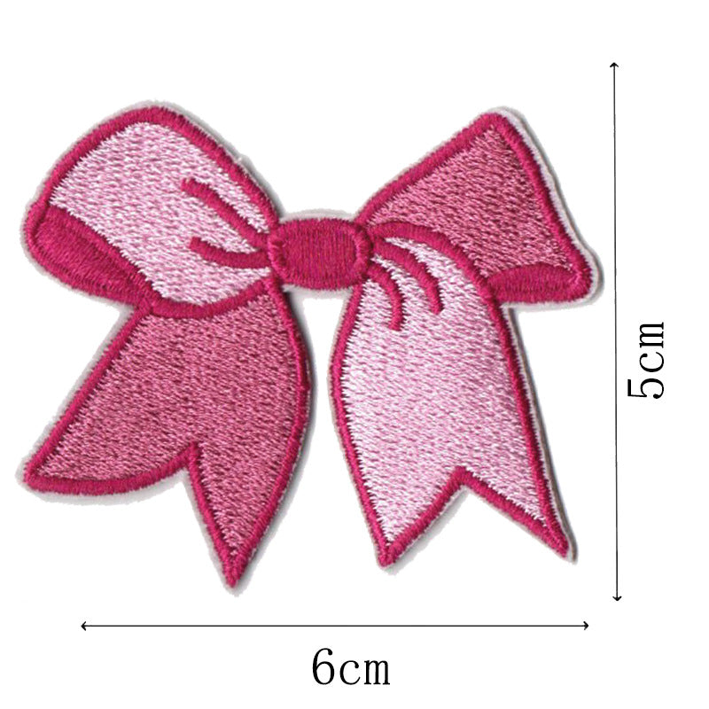 Wholesale Pink bow embroidery DIY Patches