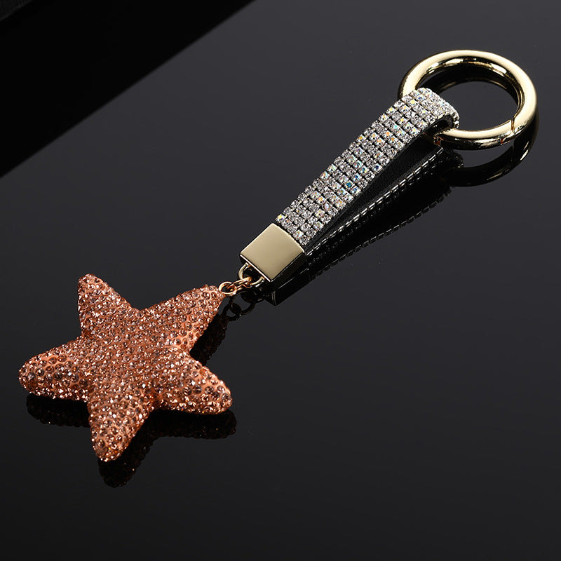 Wholesale Diamond-encrusted Clay Five-pointed Star Metal Keychain