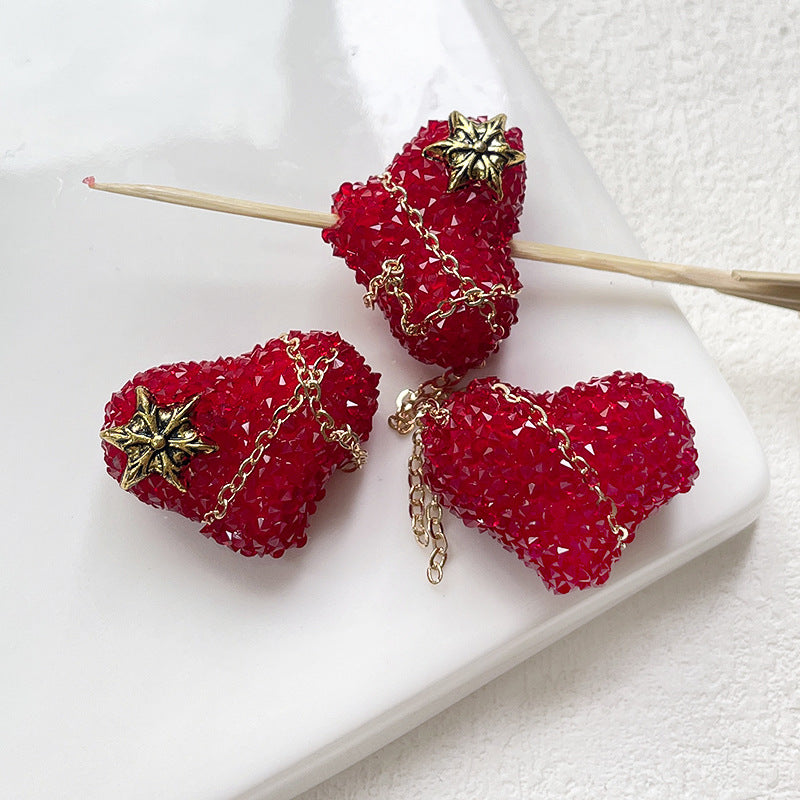 Wholesale 10pcs Colorful Gothic Punk Full Diamond Love Acrylic Beads