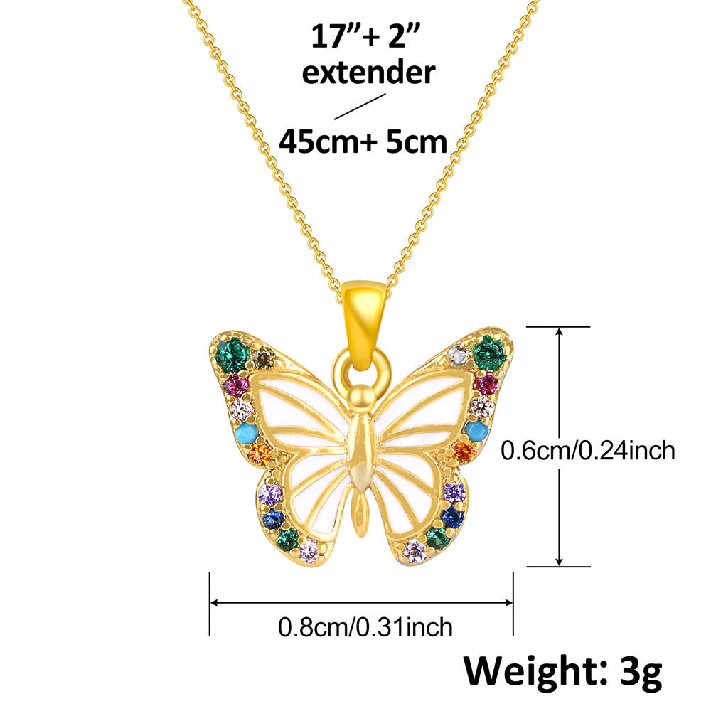 Wholesale Cute Animal Pendant Necklace Turtle Butterfly Dragonfly Design Real Gold Plated Copper Fashion Jewelry Gift