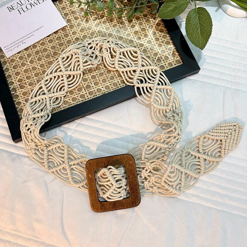 Wholesale Women's Versatile Dress Accessories Waist Rope Bohemian Braided Hemp Rope Waist Chain Thin Belt