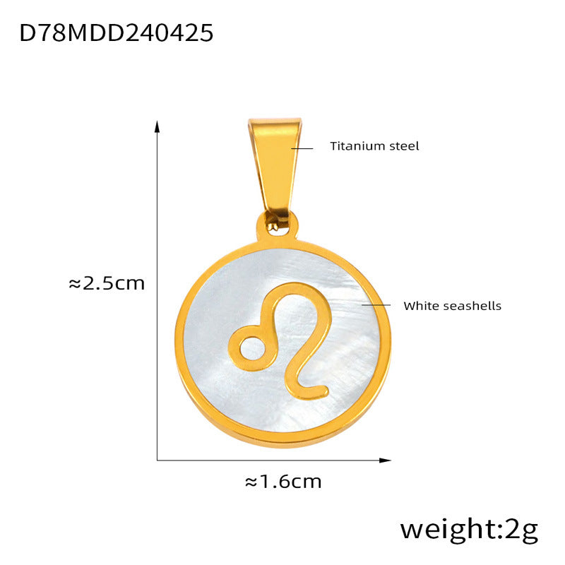Wholesale Constellation round pendant titanium steel 18K gold temperament shell jewelry