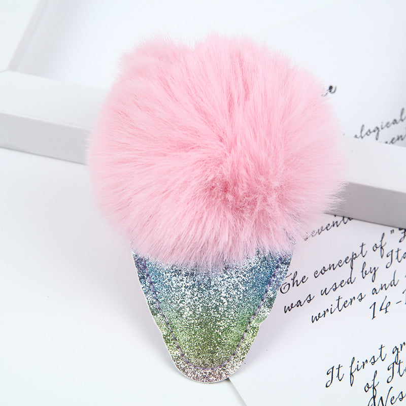 Wholesale Hair Ball Ice Cream Cone Keychain
