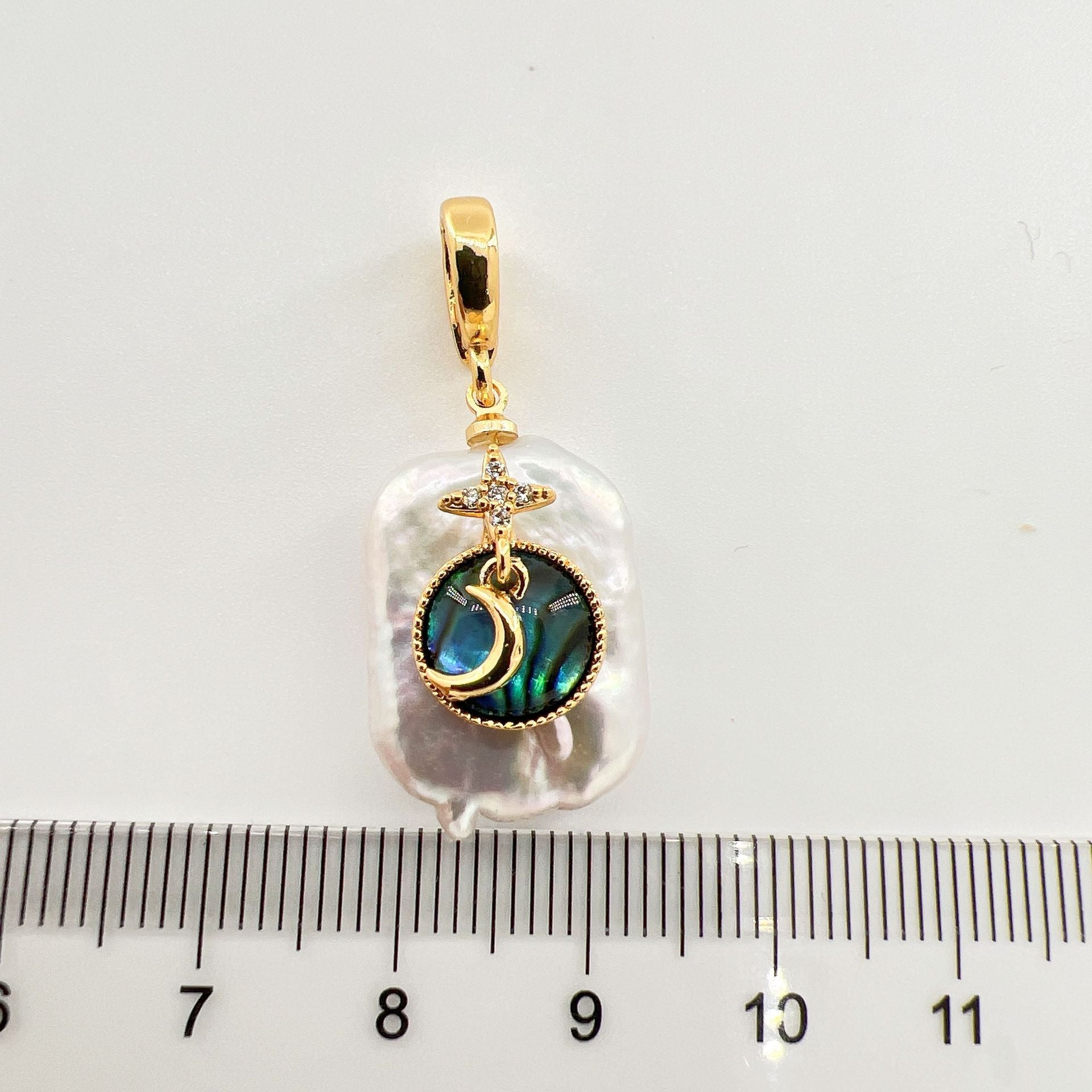 Wholesale Copper gold plated inlaid pearl shell cross butterfly heart pendant