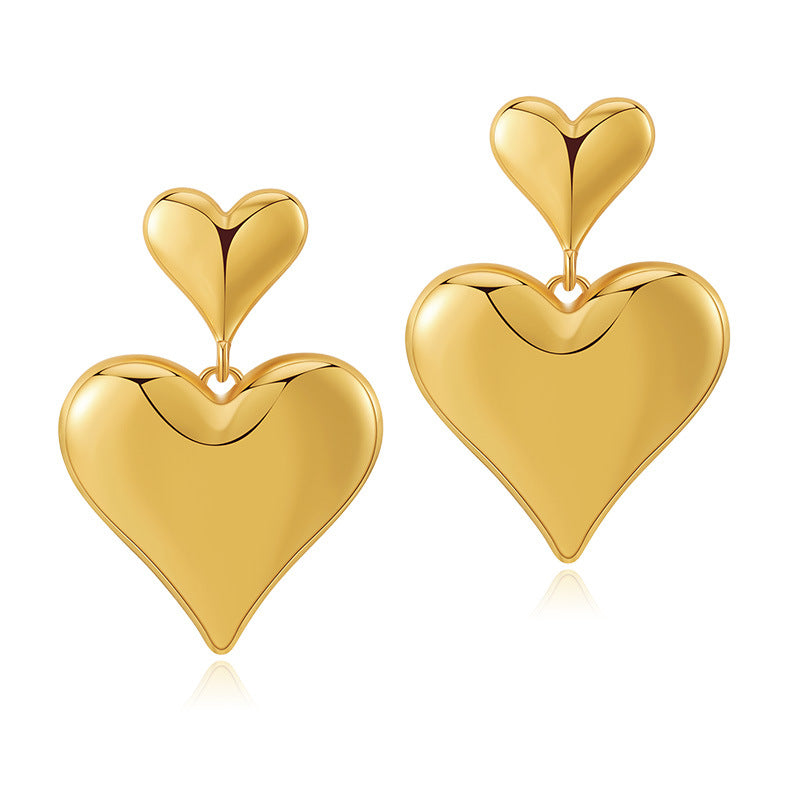 Wholesale Three-dimensional Love High-grade Metallic Gold-plated Earrings