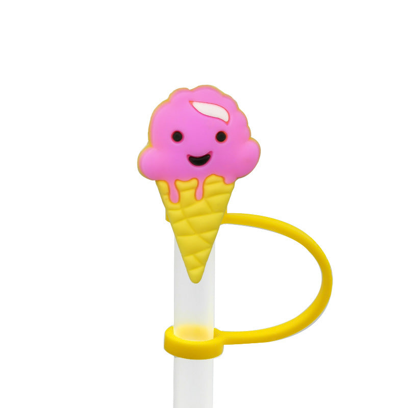 Wholesale 20PCS Cartoon Food and Beverage Silicone Straw Tube Cap Straw Decoration