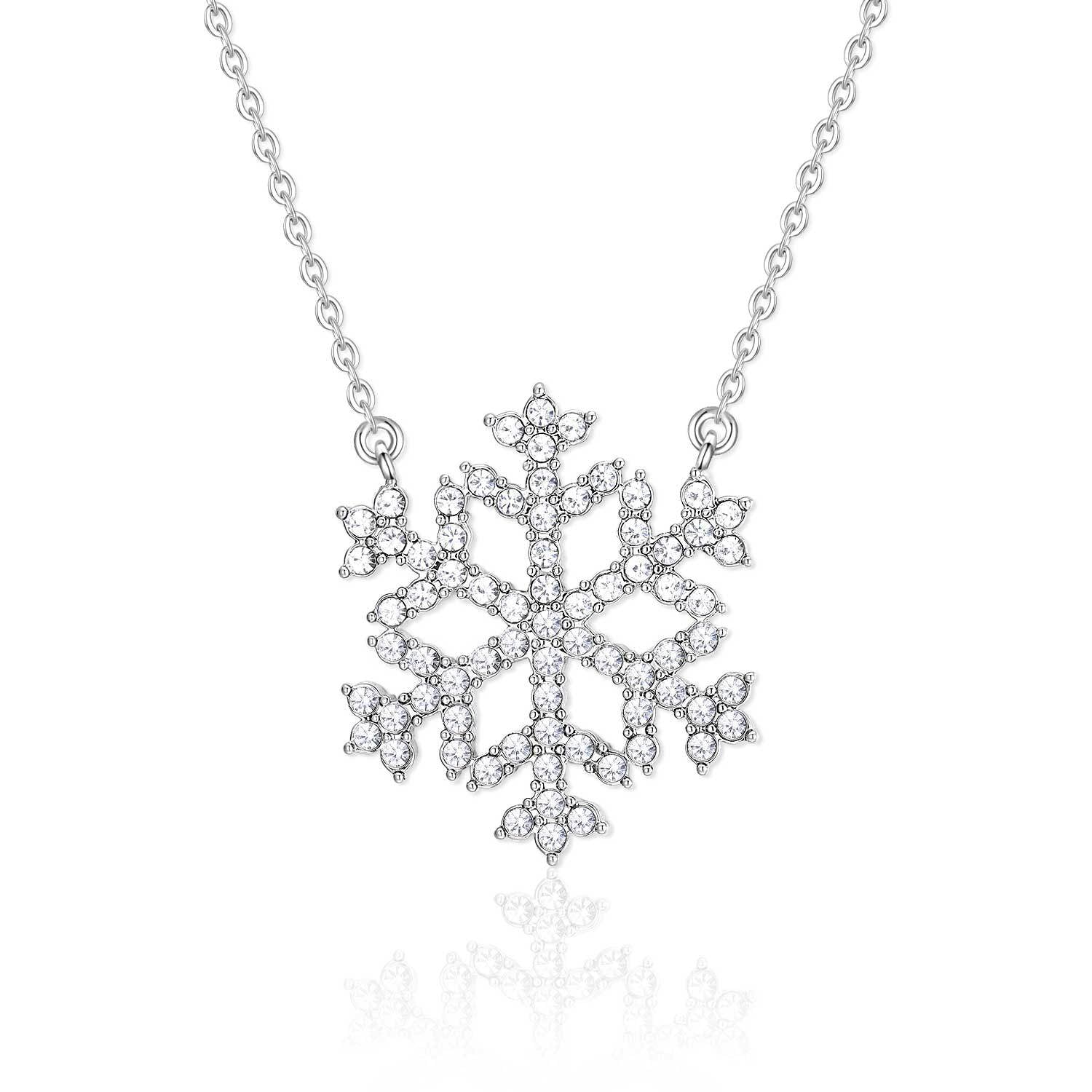 Wholesale Christmas Snowflake Full Diamond Hollow Geometric Necklace Clavicle Chain