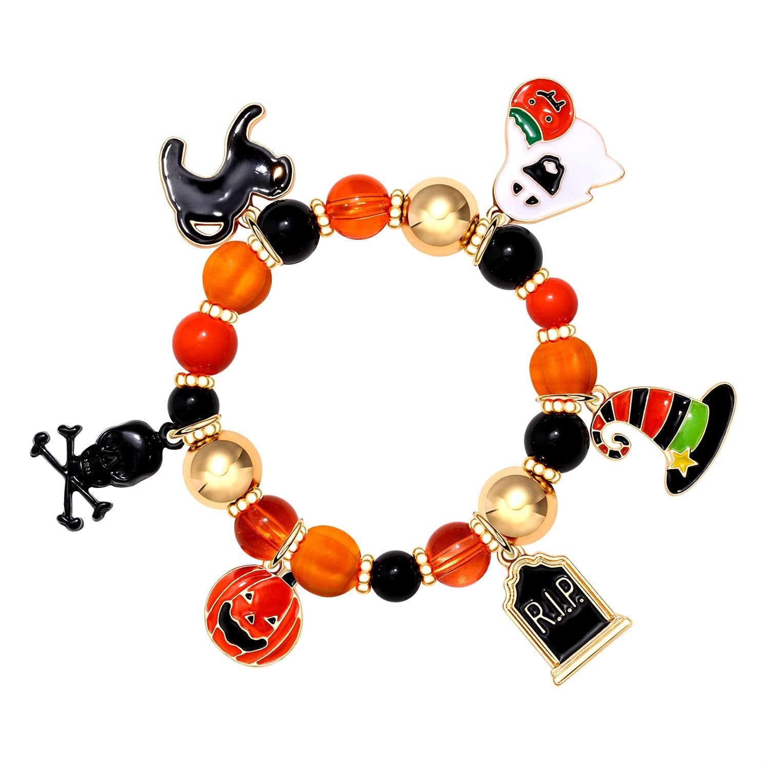 Wholesale 50PCS Halloween Ghost Pumpkin Lantern Hand Alloy Bracelet