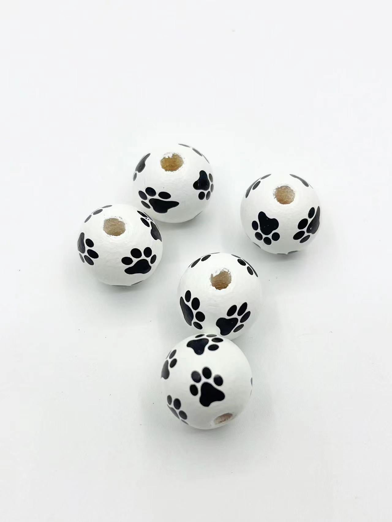 Wholesale 50PCS/PACK Bear Paw Cat Paw Printed Wooden Beads