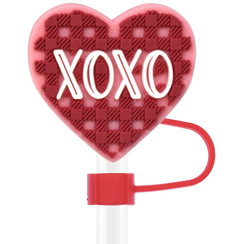 Wholesale Random 100pcs Valentine' s Day Love Water Cup  10mm Universal Party Straw Tube Cap