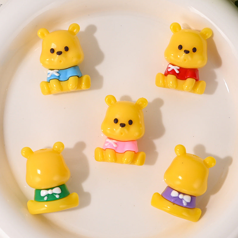 Wholesale 5pcs/pack Rubber Beads Bear Straight Hole Loose Beads Cartoon Beads OLY Exclusive