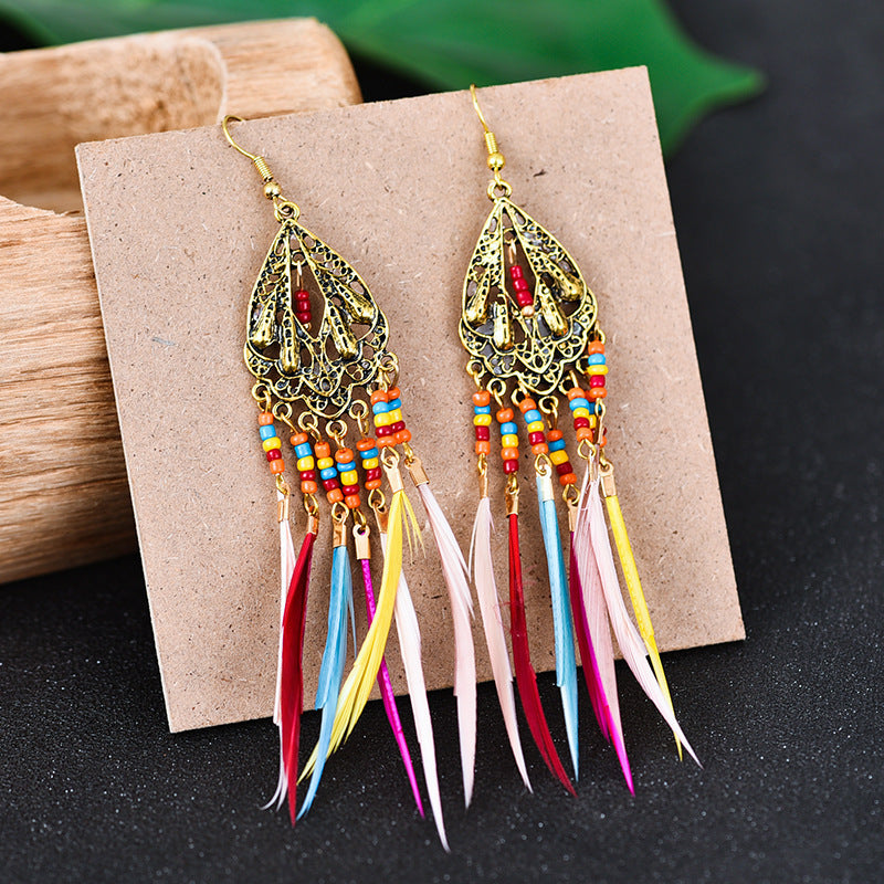 Wholesale Vintage Slender Feather Earrings