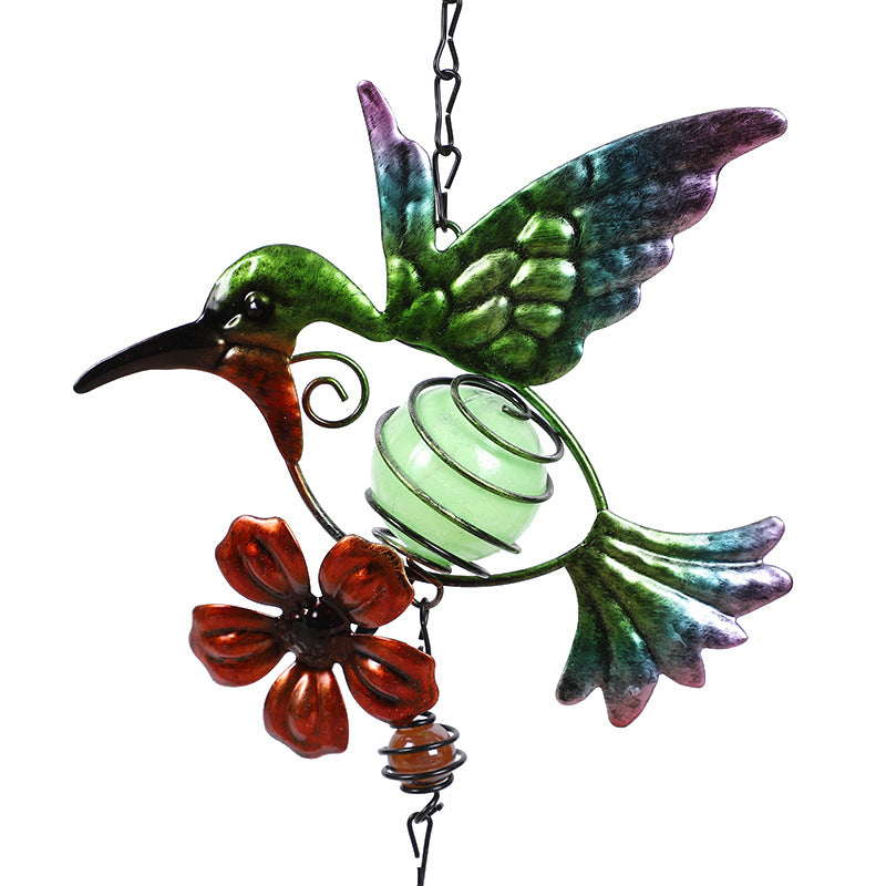 Wholesale Luminous bird wind chime fluorescent ultraviolet luminous ball metal bell pendant