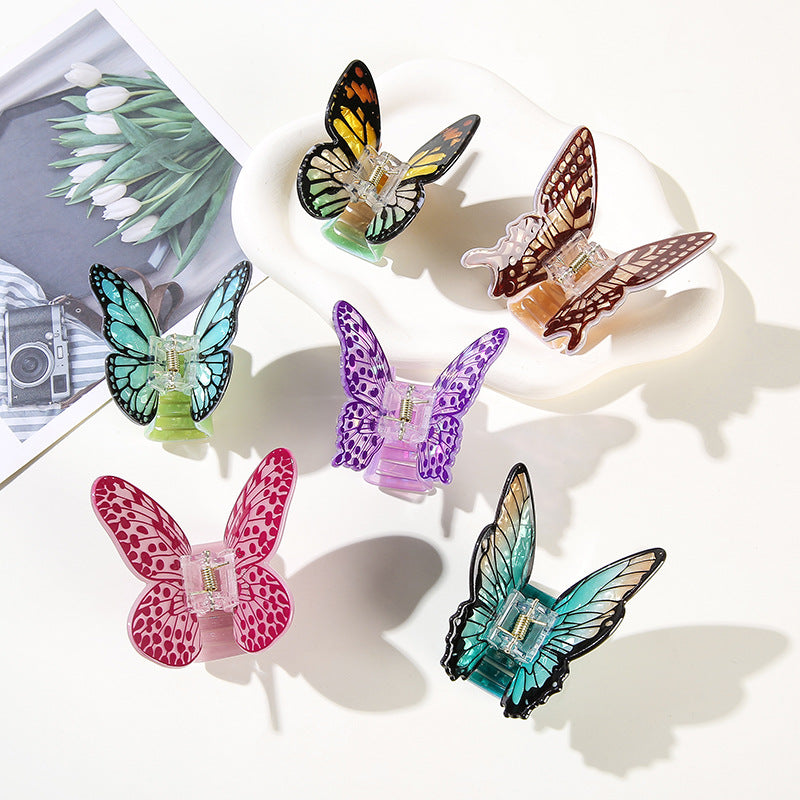 Wholesale Butterfly Print PVC Hair Claw Clip Chic Everyday Hair Accessory Boutique Resale Gift