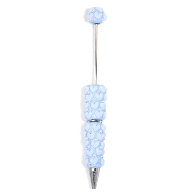 Wholesale 5pcs Macaron-colored gravel heart beaded pen clay bead pen