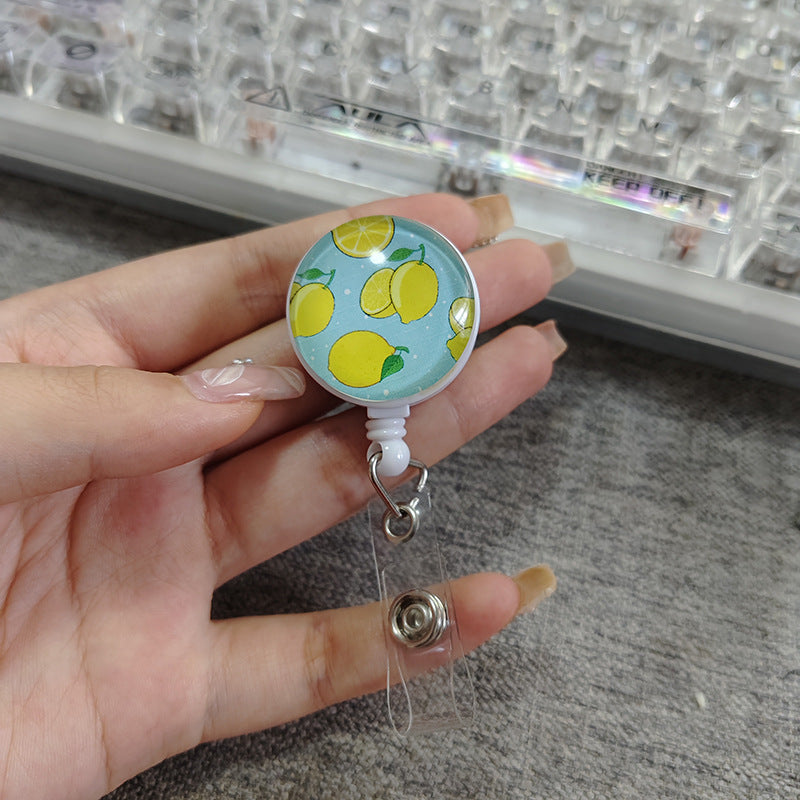 Wholesale Vast Starry Sky Moon Retractable Glass Keychain
