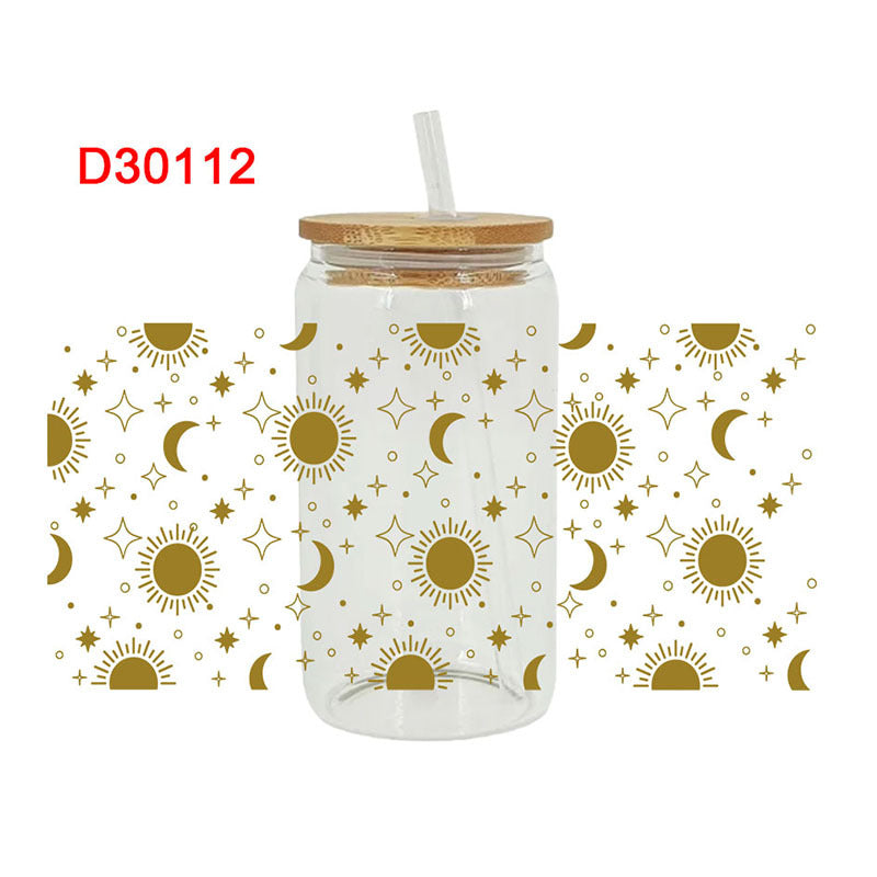 Wholesale Colorful Sun Moon Planet 16oz Cup UV DTF Wraps
