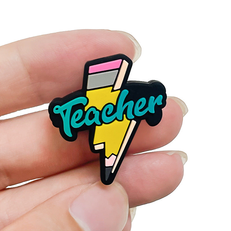 Wholesale 10pcs/pack Silicone Beads Cartoon Beaded Keychain Accessories Brooch