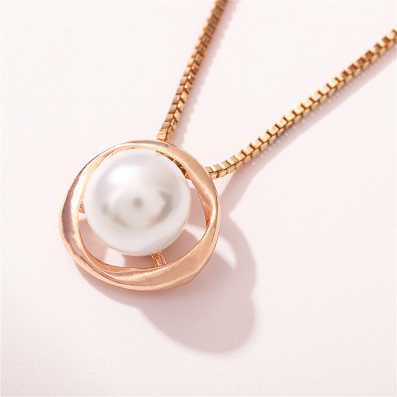 Wholesale Imitation pearl stud earrings necklace jewelry set