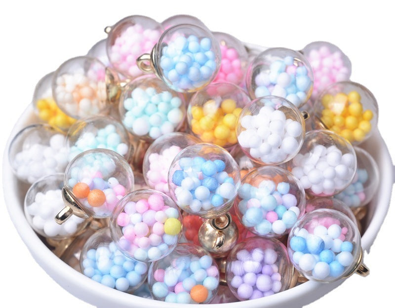 Wholesale 20pcs Alloy Glass Acrylic Small Ball Pendant DIY Handmade Jewelry Bulk Accessories Earring Accessories Key Case Pendant