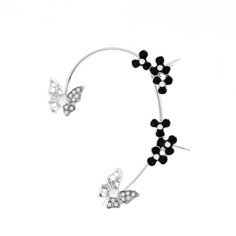 Clip de oreja de mariposa de perlas al por mayor sin pendientes de aleación perforada