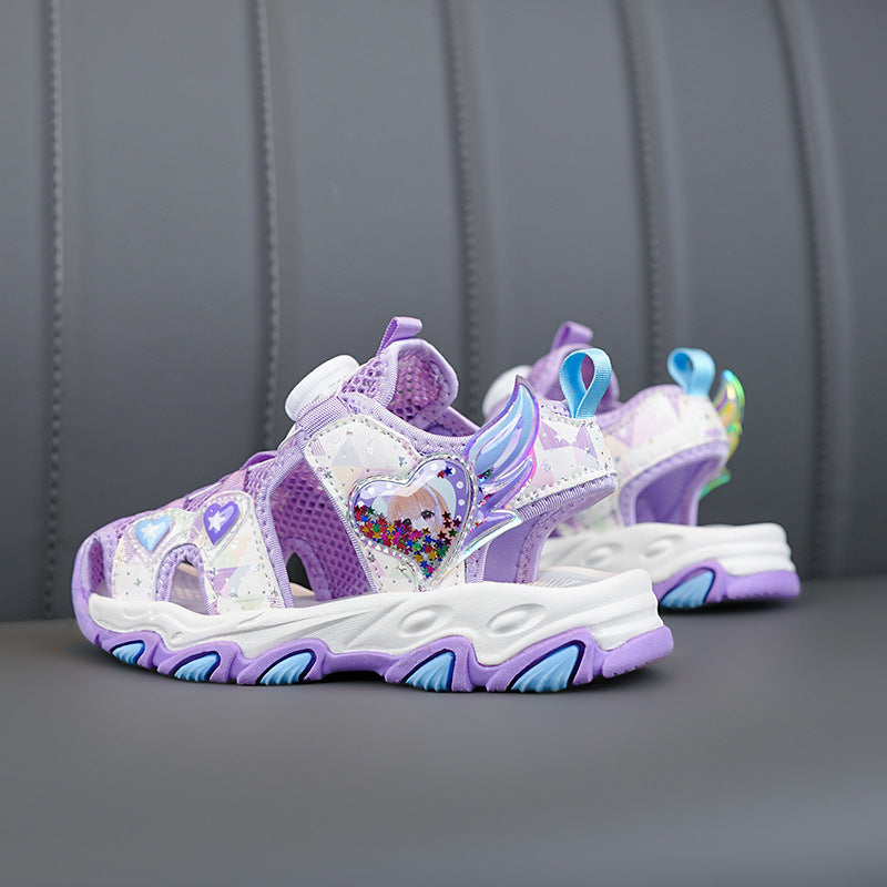 Wholesale Rotary Button Princess Shoes Girls Hollow Out Kids Shoes