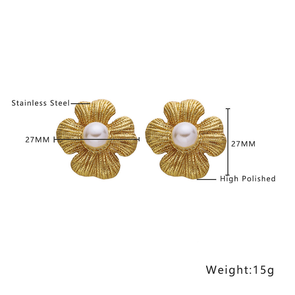 Wholesale Stainless Steel Versatile Fashion Pearl Titanium Steel Earrings