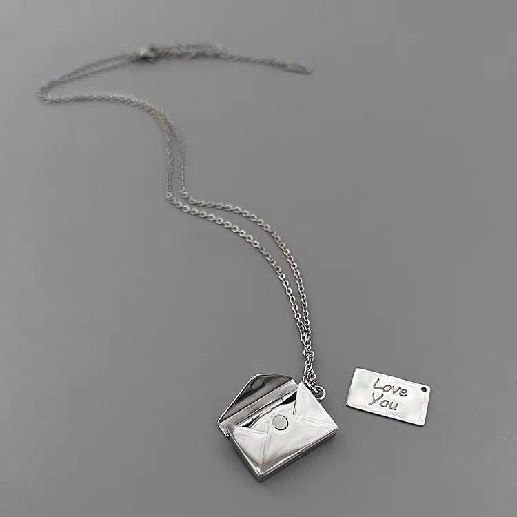 Wholesale 5pcs Creative High-grade Light Luxury Love Letter Flip-on with Magnetic Envelope Necklace Engravable Valentine's Day Gift