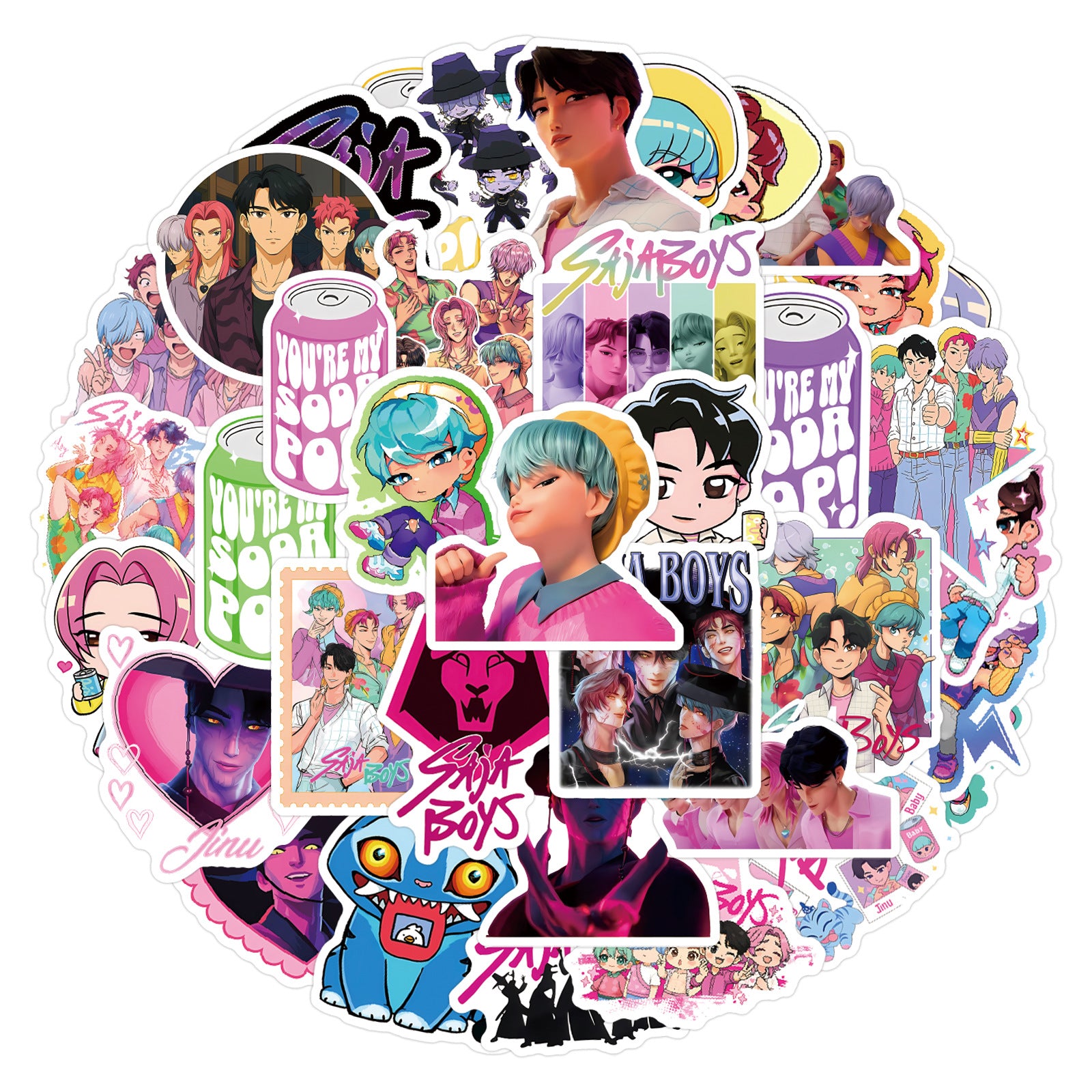 Wholesale 55pcs Purple Cute Girl Series Waterproof Vinyl Stickers OLY Exclusive