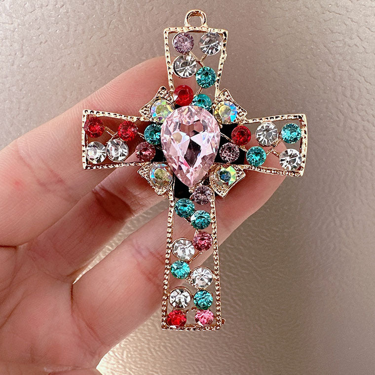 Wholesale Alloy Cross Inlaid Diamond Air Vent Aromatherapy Clip