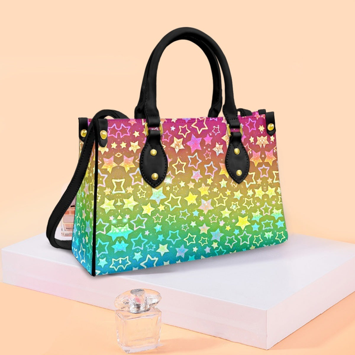 Wholesale Rainbow Colorful Series Element Pattern Printing Handbag Trendy Women's Bag