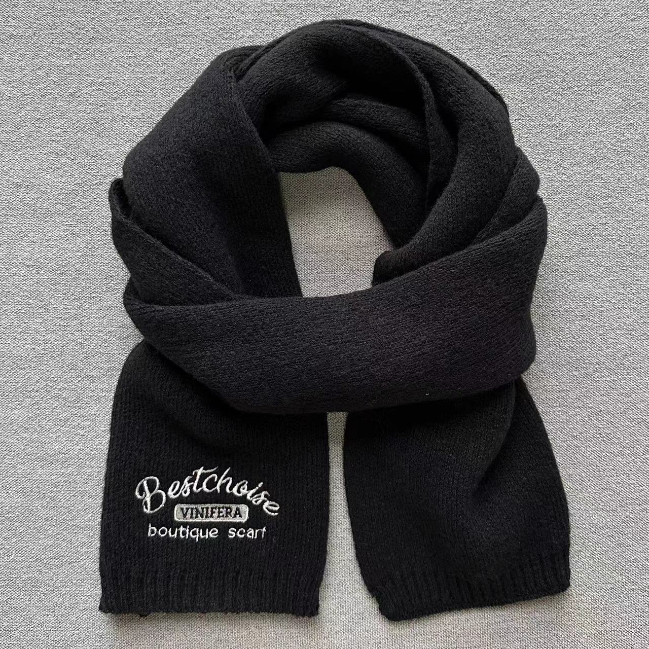 Wholesale Winter 2023 Knitted Warm Solid Color Polyester Scarf