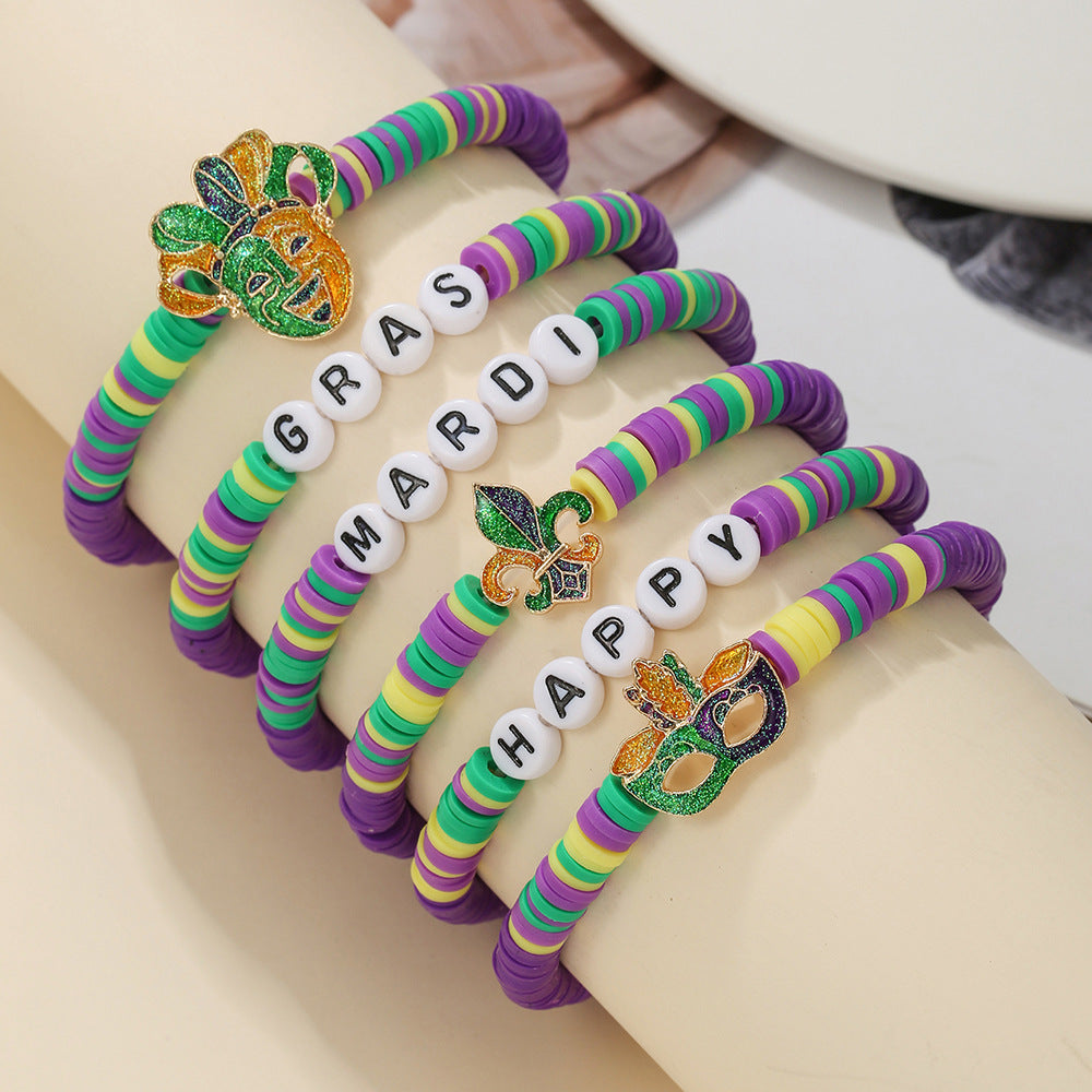 Wholesale Colorful Carnival Polymer Clay Purple Bracelet