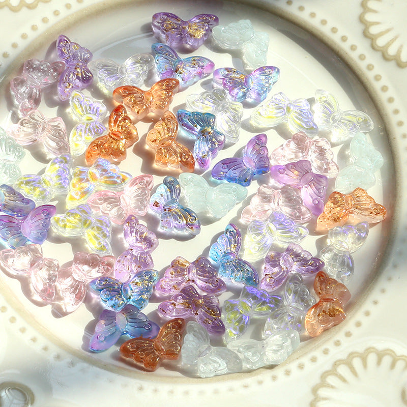 Wholesale 10pcs Retro Butterfly Colorful Glass Acrylic Beads