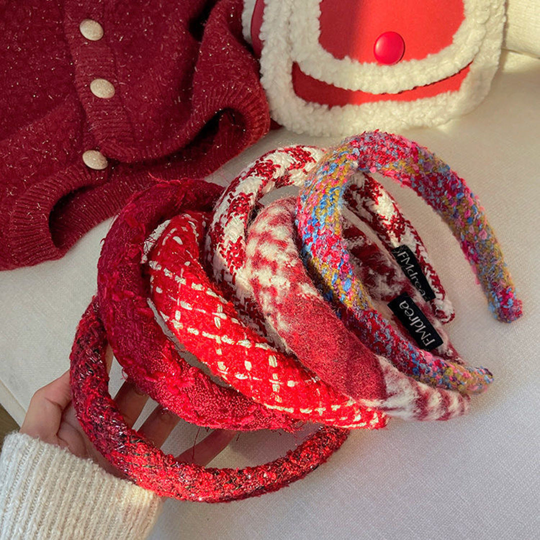 Wholesale Red Facial Wash and Hair Compression with Wide Edge Fabric Headband