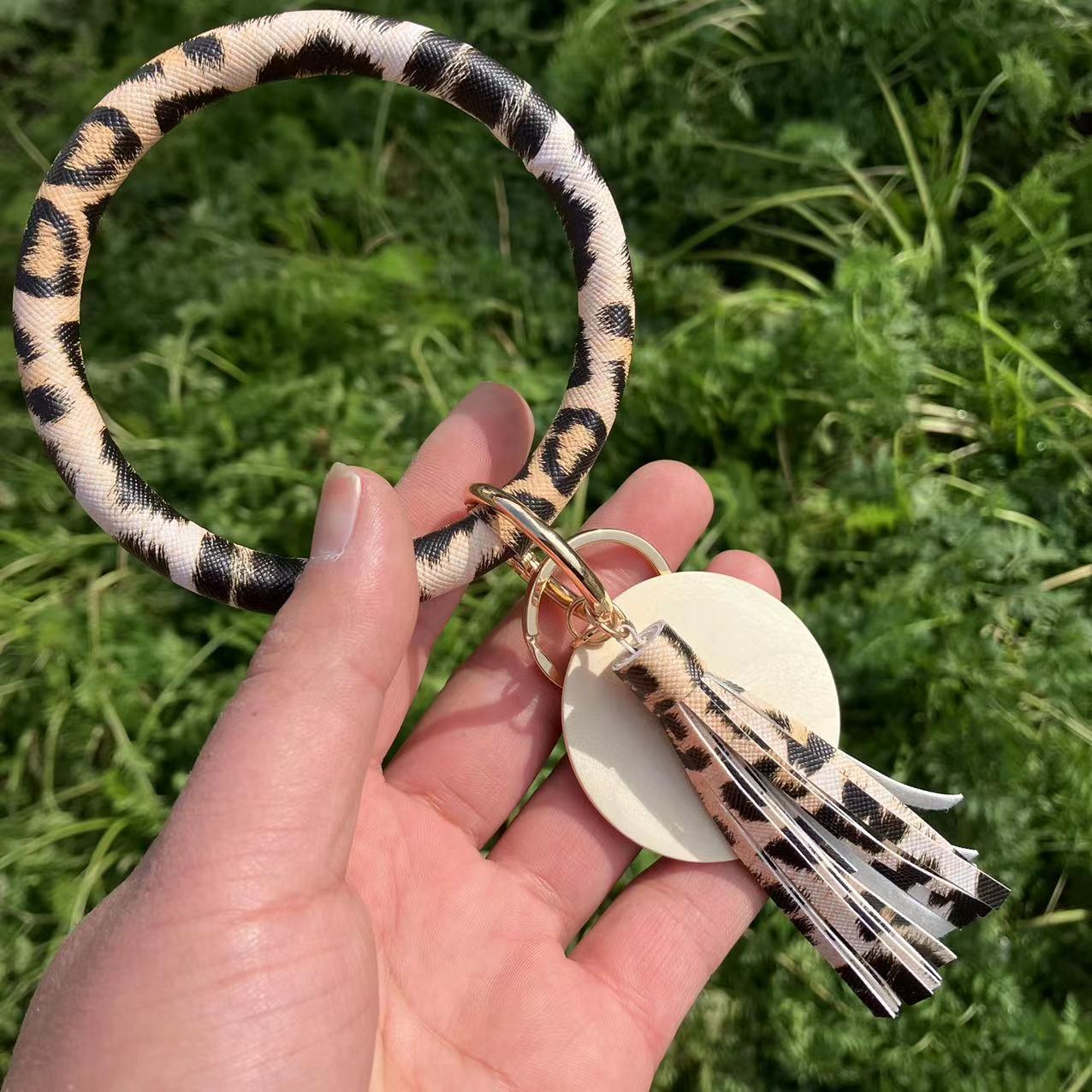 Wholesale Leopard zebra fringe pendant Wristlet Keychain