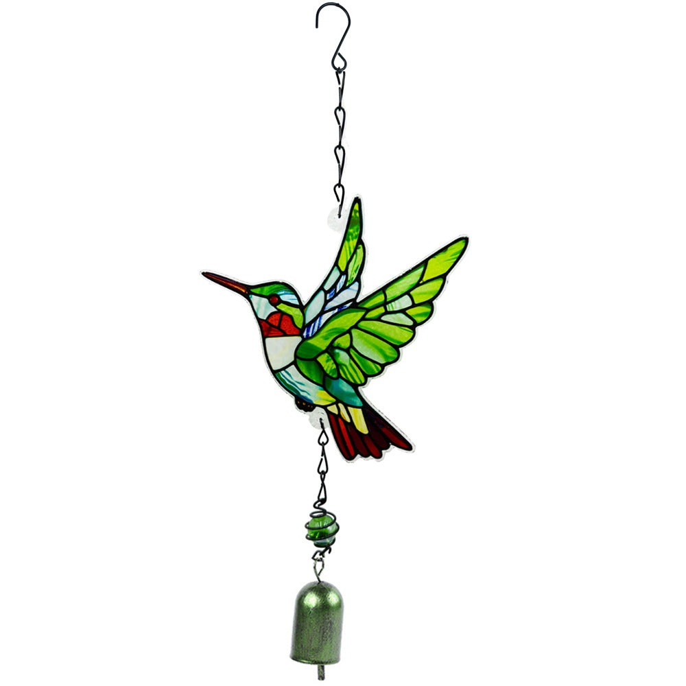 Wholesale Glass Hummingbird Wind Chime Diamond Glass Garden Courtyard Bell Pendant