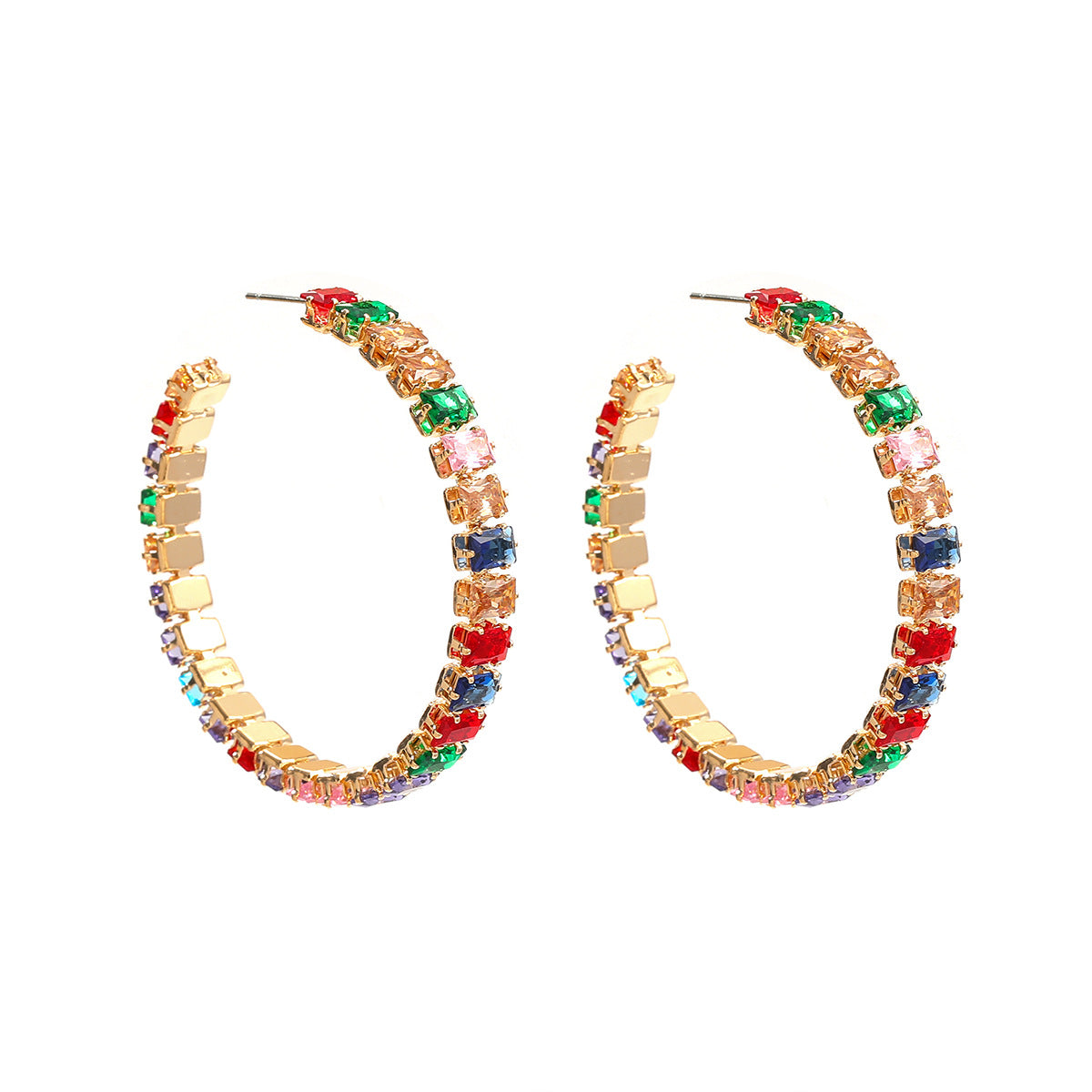 Wholesale Zircon Color Diamond Claw Chain Exaggerated Earrings