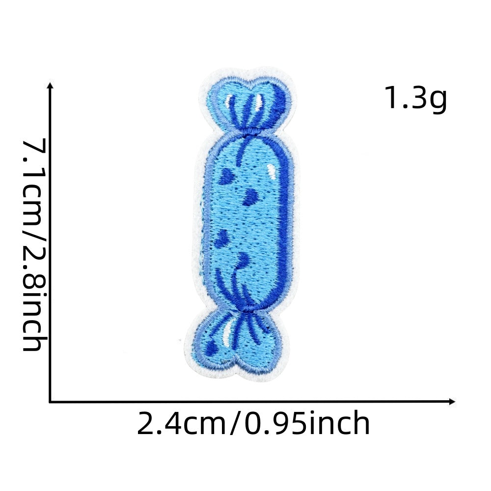 Wholesale Trendy Blue Series Embroidered Cartoon Candy Patches Cute Sew On Clothing Applique Everyday Craft Supply For Resale
