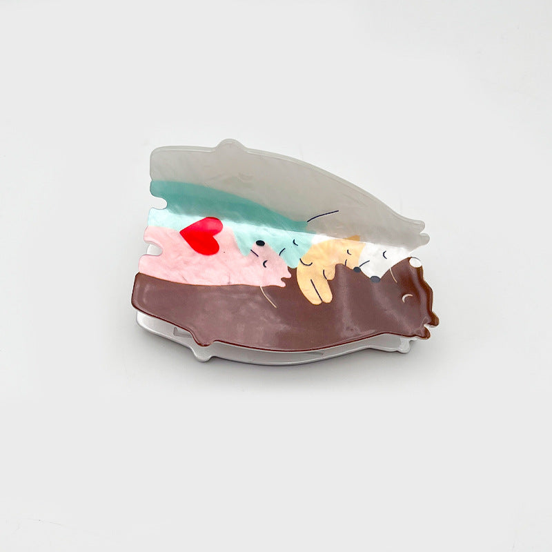 Wholesale New Valentine's Day Acrylic Grab Clip Love Bear Romantic Tonal Cute Girl's Hair Shark Clip