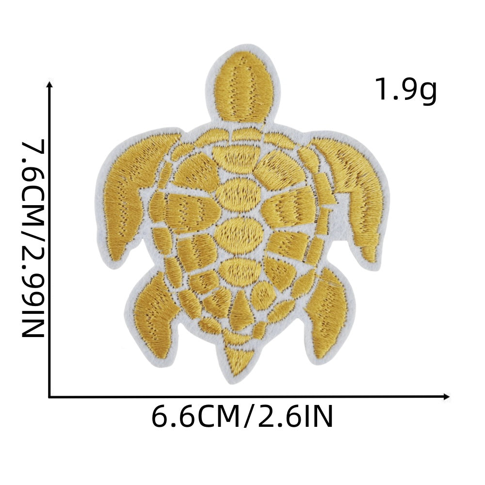 Wholesale Polyester Thread Embroidered Turtle Patch Colorful Cute Applique For Clothing Craft Supply