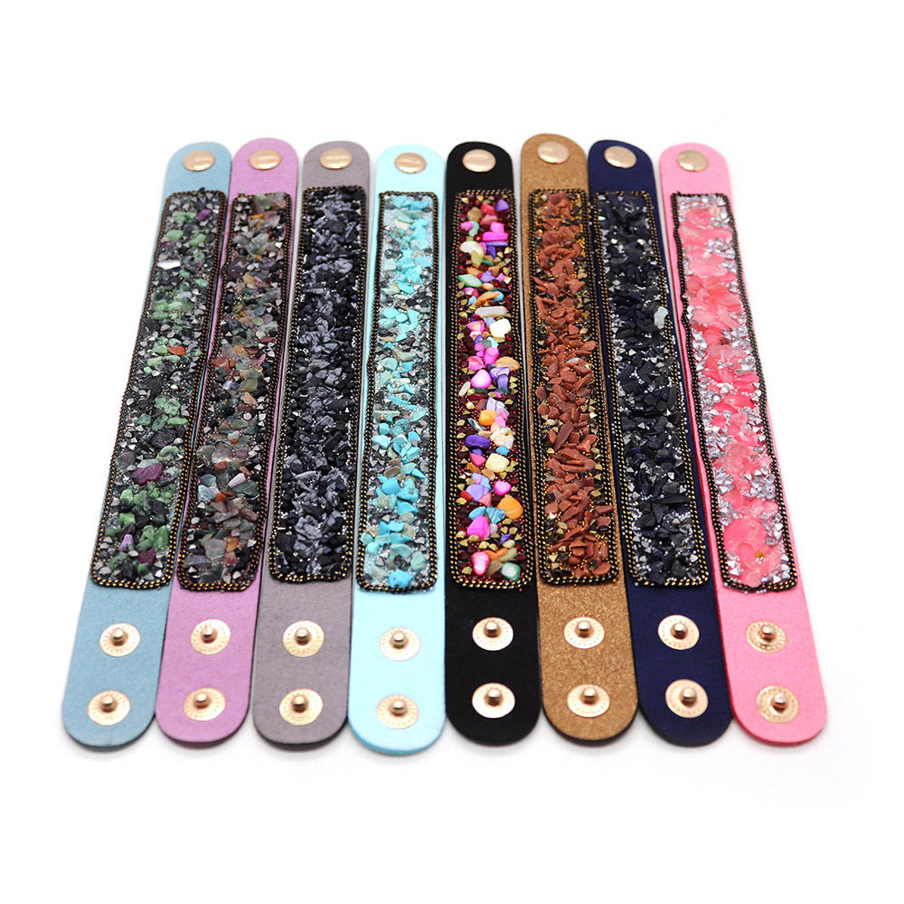 Brazalete de grava con incrustaciones de cuero al por mayor