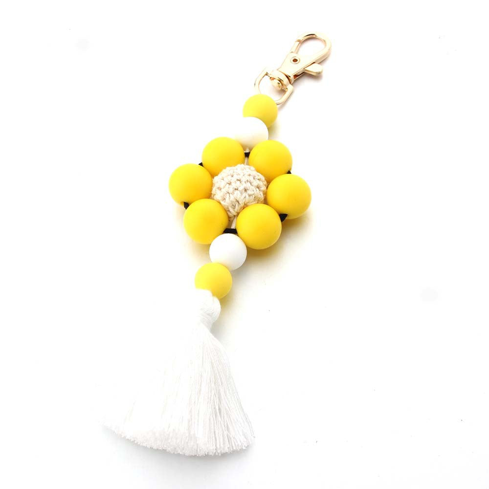 Wholesale Silicone Bead Tassel Flower Keychain