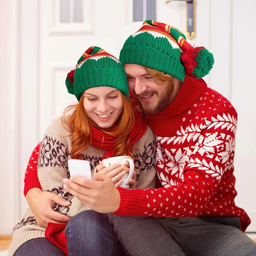 Wholesale Parent-child Yarn Single Ball Knitted Christmas Hat