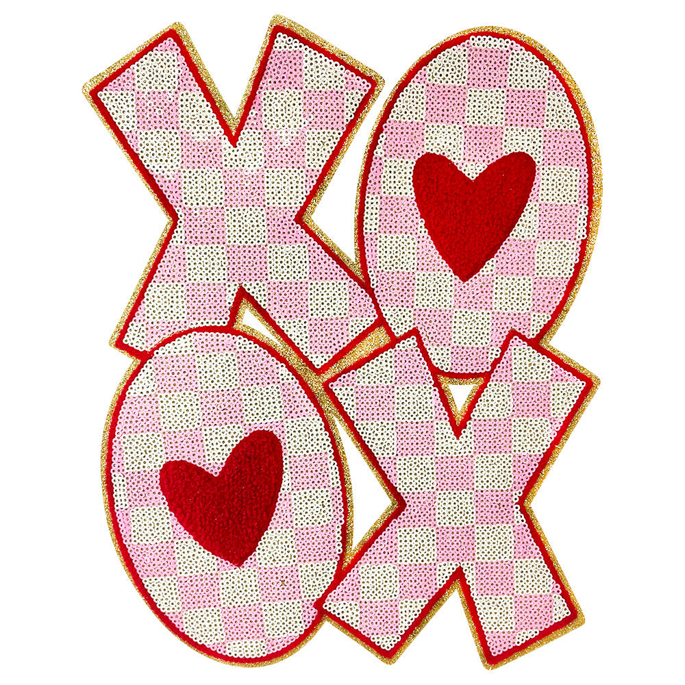 Wholesale Trendy 28Cm Heart Sequin Towel Embroidery Patch Hot Melt Backed DIY Clothing Decoration For Coats Fashion Accessory