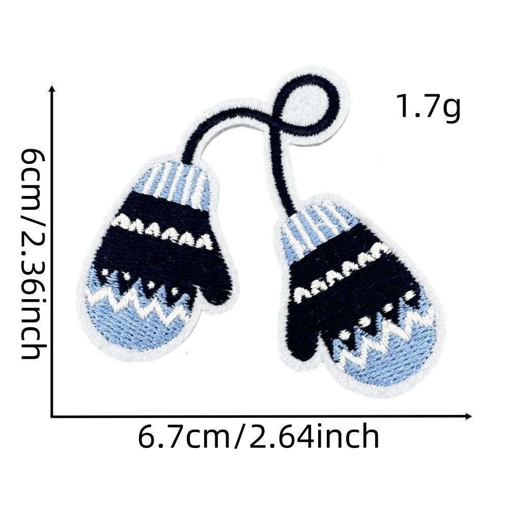 Wholesale Chic Blue Doodle Christmas Embroidery Patches Clothing Applique Stickers DIY Fashion Accessory Gift