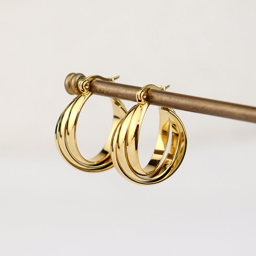 Wholesale Stainless Steel Vacuum Plating 18K Square Earrings