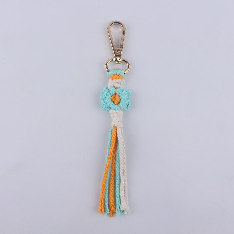 Wholesale Handmade Cotton Thread Woven Cartoon Flower Keychain