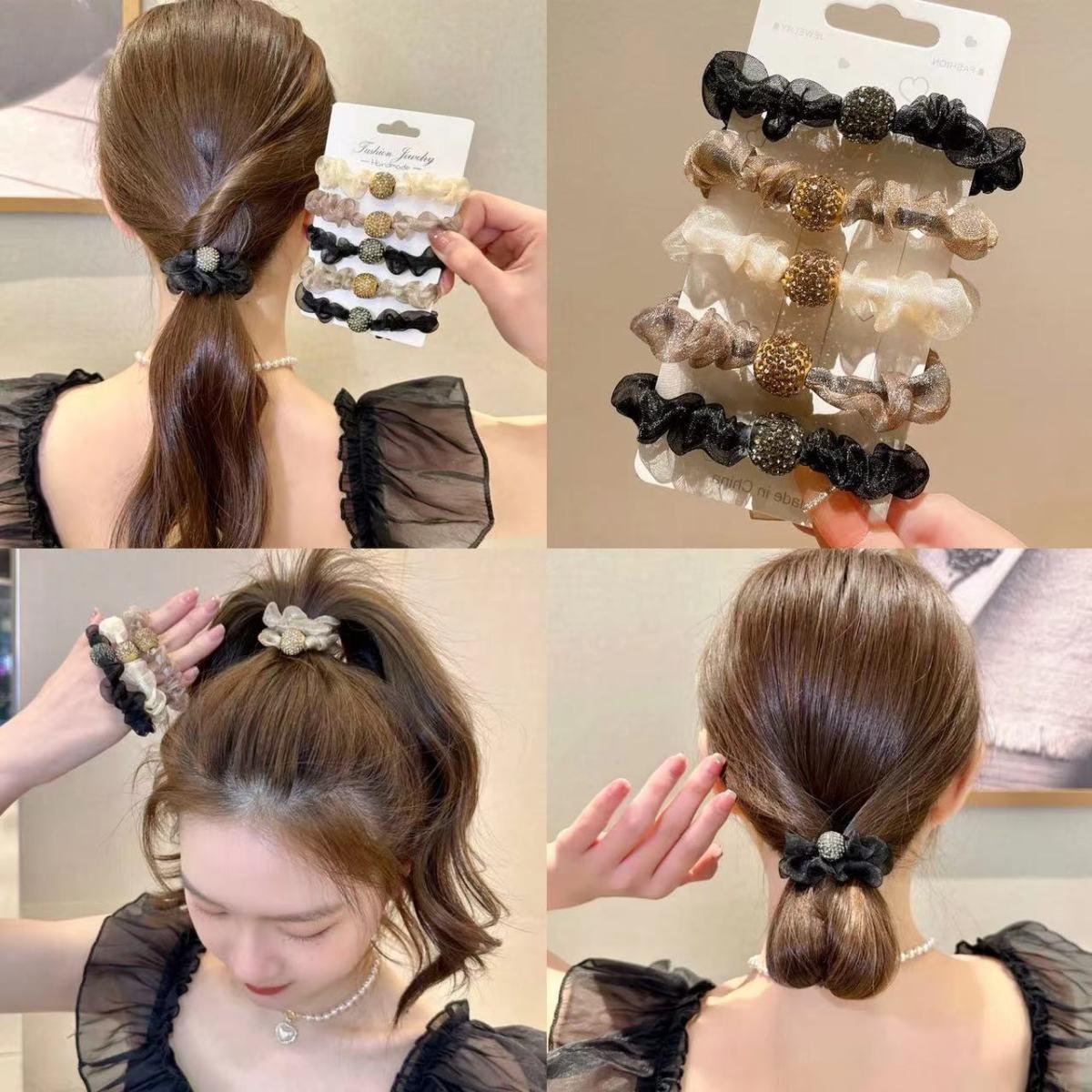 Wholesale leopard hair rope hair ring high sense rhinestone large women's hair accessories