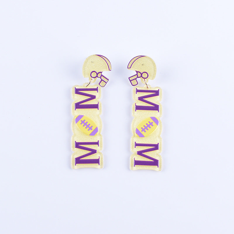 Wholesale Sports accessories baseball football rugby heart acrylic earrings